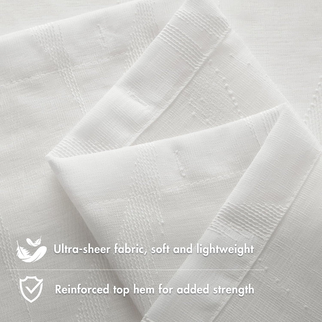 Candice Sheer Shower Curtain , 72 x 72, White | Adds Privacy, Machine Washable, Geometric Pattern, OEKO-TEX Certified