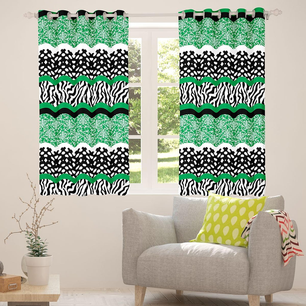 Boho Damask Blackout Curtains Black White Zebra Print Darkening Curtains Vintage Green Stripes Window Treatments