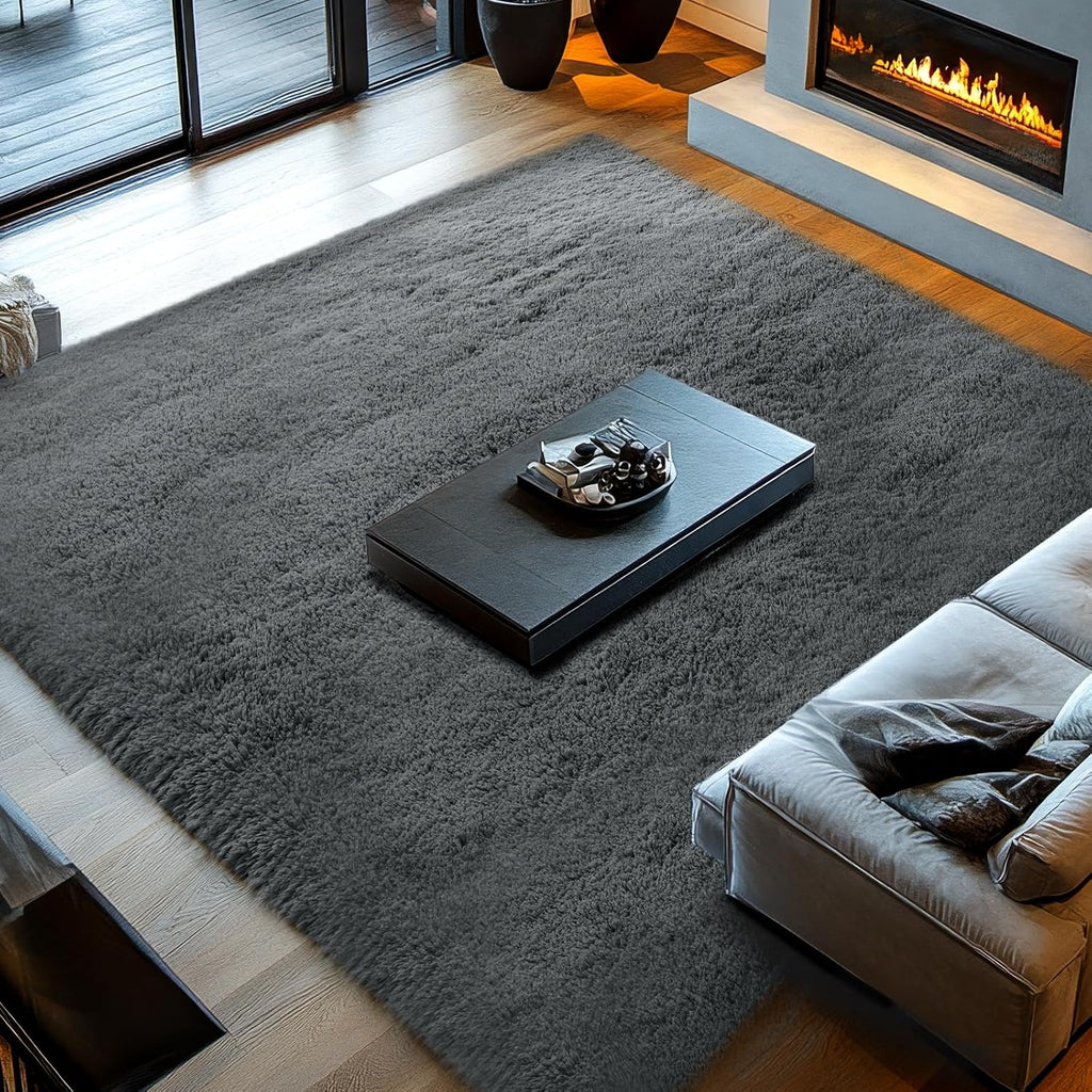 Fluffy 8x10 Area Rug - Grey Shag Plush Rugs
