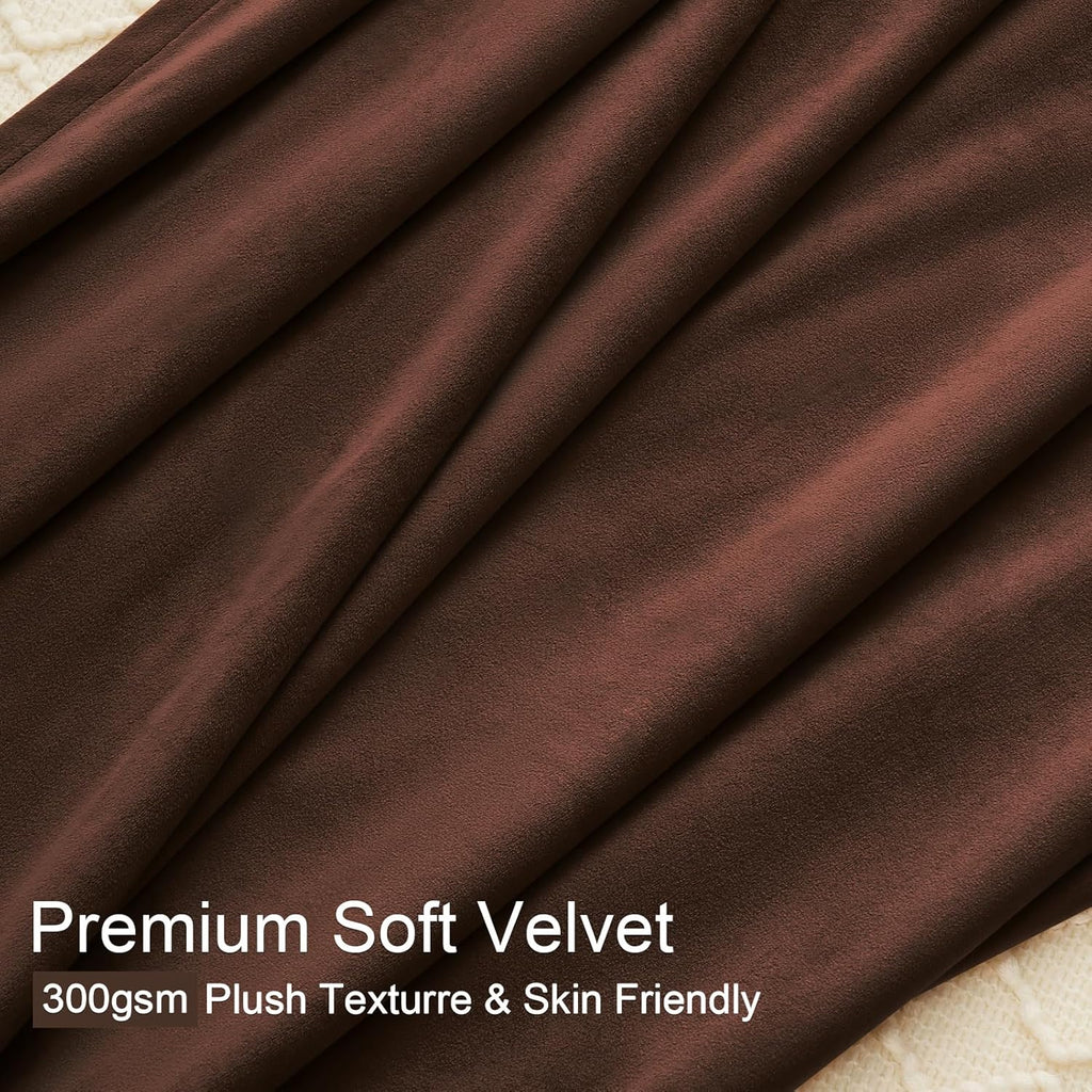 Dark Brown Velvet Blackout Curatins 2 Panels Heavy Thick Vintage Luxury Pinch Pleated Curtain Drapes with Hooks Rings for Living Room Bedrooom,Chocolate Home Decor