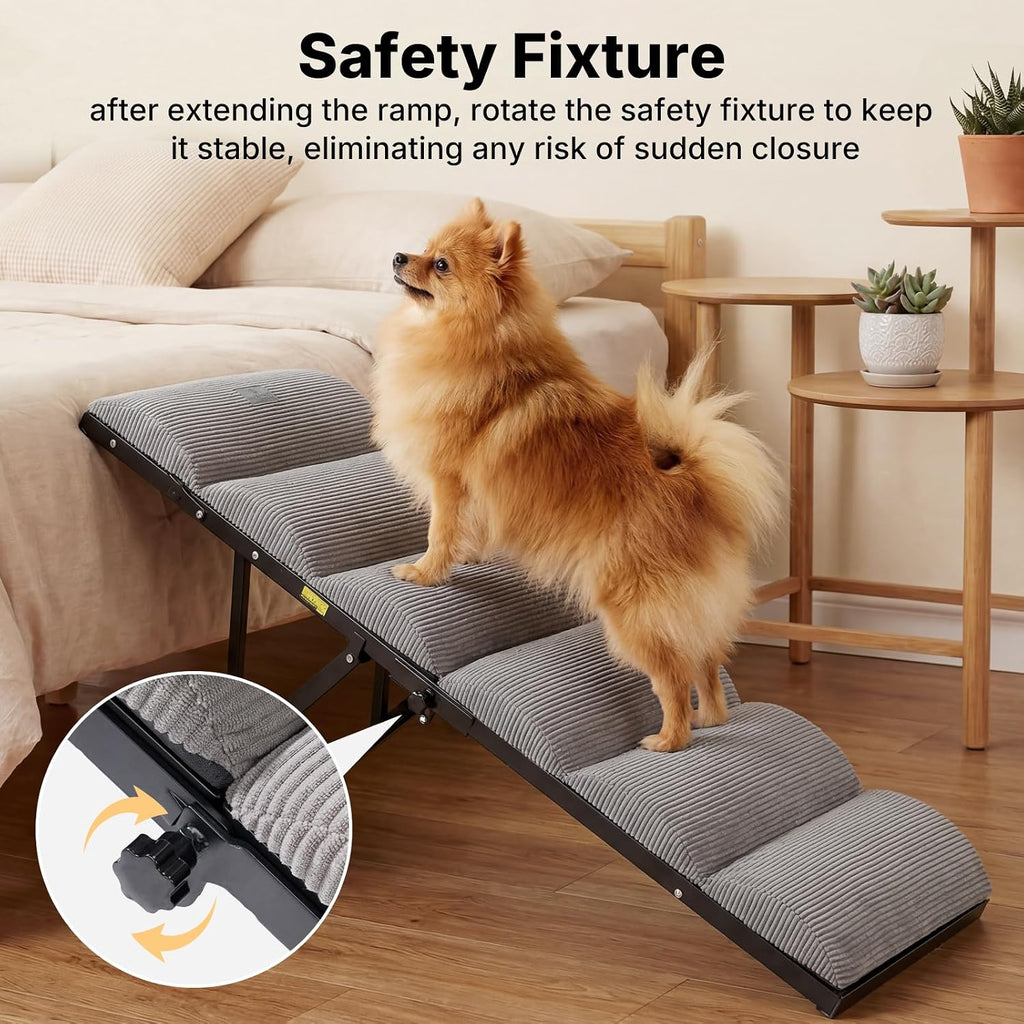 Foldable Dog Ramp for Bed Couch Large Dogs, Adjustable 17-23'' High