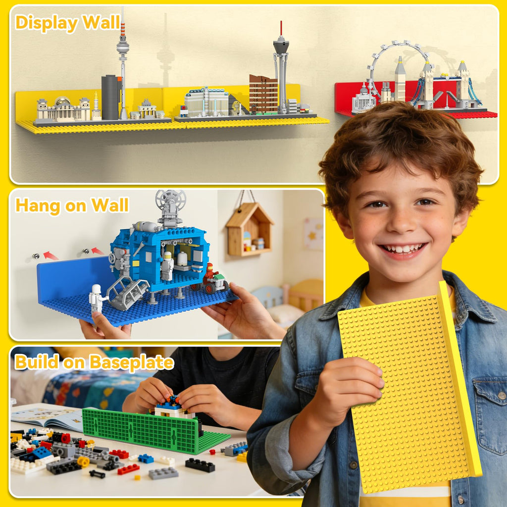 8Pack Floating Shelves for Wall Compatible with Lego Bricks, 4Color