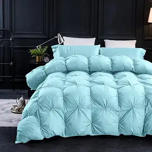 Pinch Pleat Waterfowl Feathers and Down Comforter Twin Duvet Insert,750+ Fill Power,1200TC 100% Cotton, Premium All