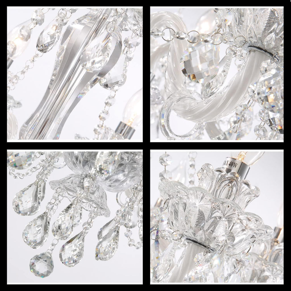 Luxury Clear K9 Crystal Chandelier Lighting,15 Light Modern Luxurious Crystal Candle Pendant Light Lamp Fixture for Dining Room Living Room Bedroom (15 Lights)