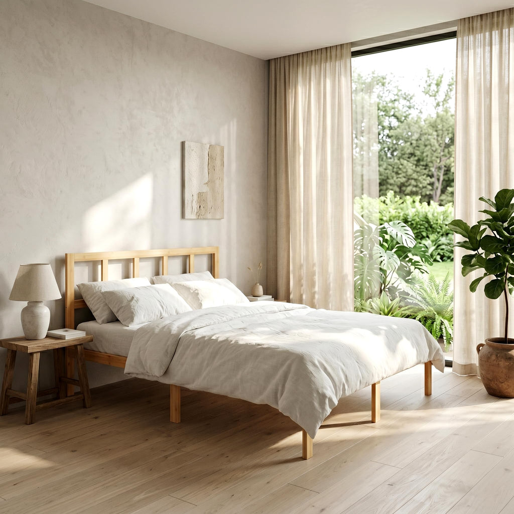 14 Inch Bamboo Bed Frame Solid Wood Platform BedFrame