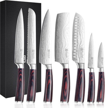 Chef Knife Set, 7 Pieces Kitchen Knife Set, Ultra Sharp Knife Set | High Carbon Stainless Steel, Professional Knives