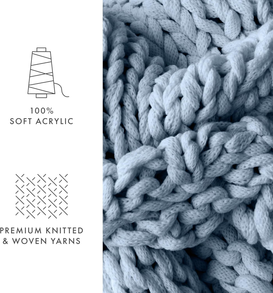 Beddings Oversized Chunky Knit Throw Blanket-100% Ultra-Soft Acrylic Hypoallergenic - 47'' x 59'' Cozy Home Accent