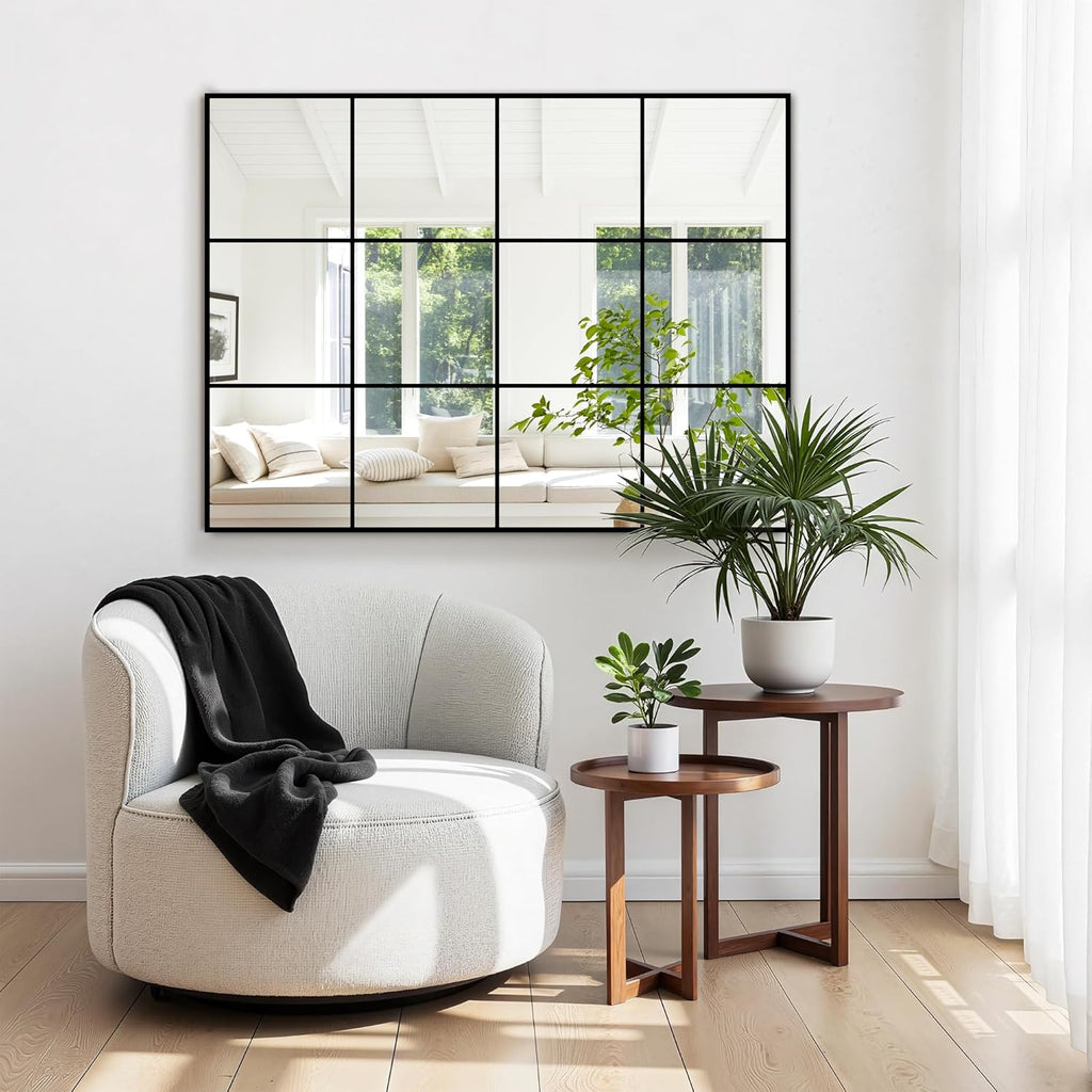 Window Mirrors for Wall Decor, Wall Mirrors Decorative Window Pane 30 x 40, Rectangular Metal Framed Wall Mounted