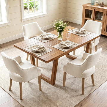 Linen Upholstered Set of 4 with Arms