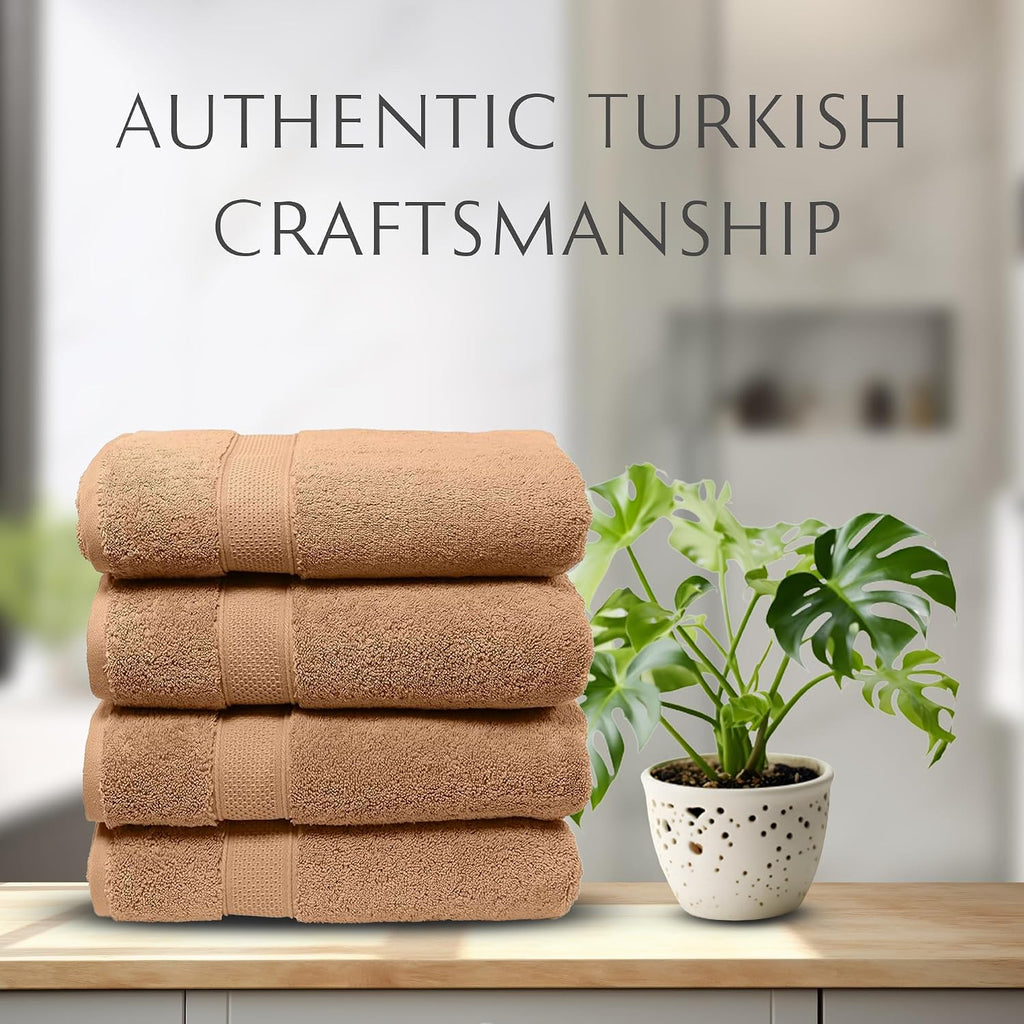 Exquisite 4-Piece Turkish Bath Towel Set: Ultra-Soft, Thick, and Plush Towels for a Premium Hotel Experience in