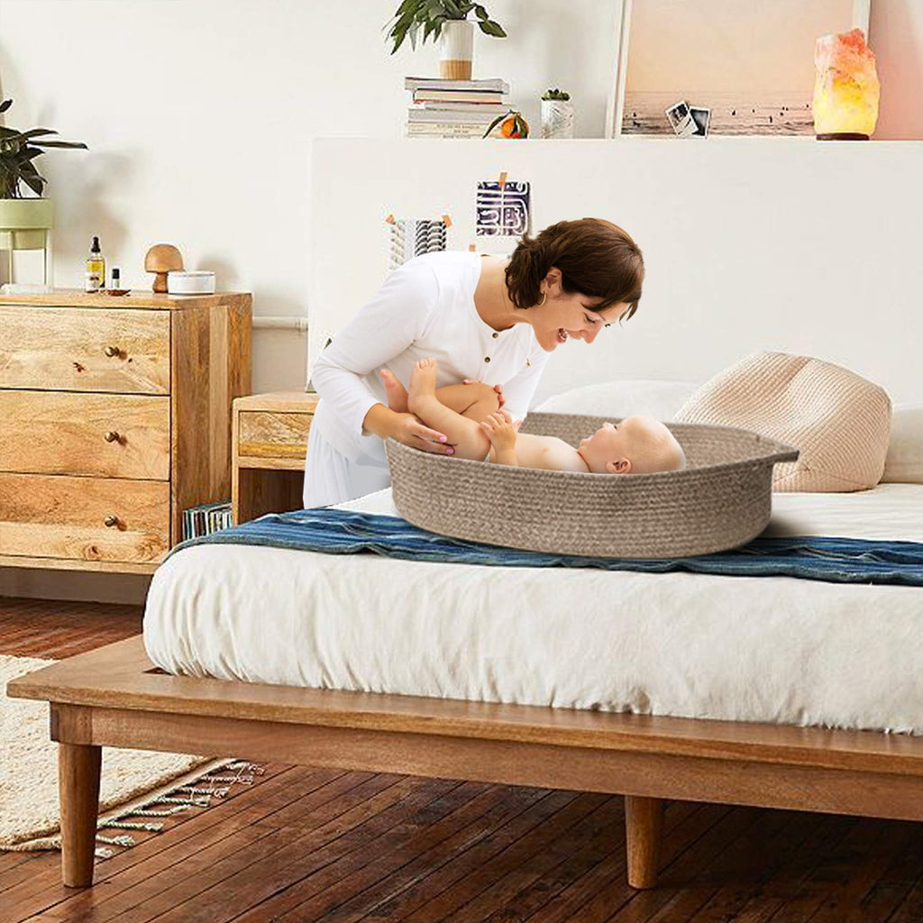 Baby Changing Basket - Moses Basket Changing Table Topper and Thick Foam Pad with Removable Cotton Mattress Cover