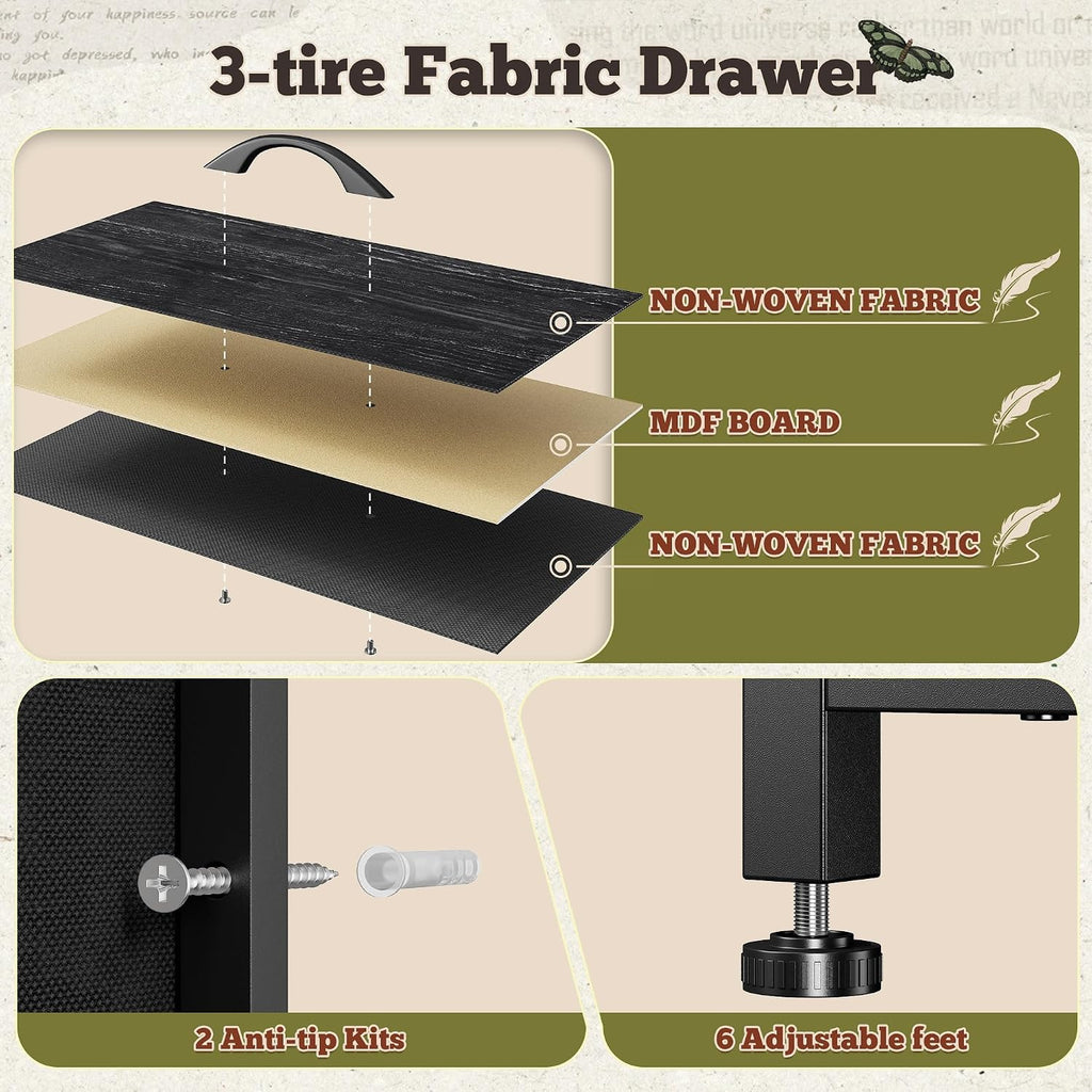 55" W Dresser with 9 Drawers LED, Power Outlets Fits 65" TV | TV Stand for 45, 55, 65 Inch TV Sturdy Long Chest of