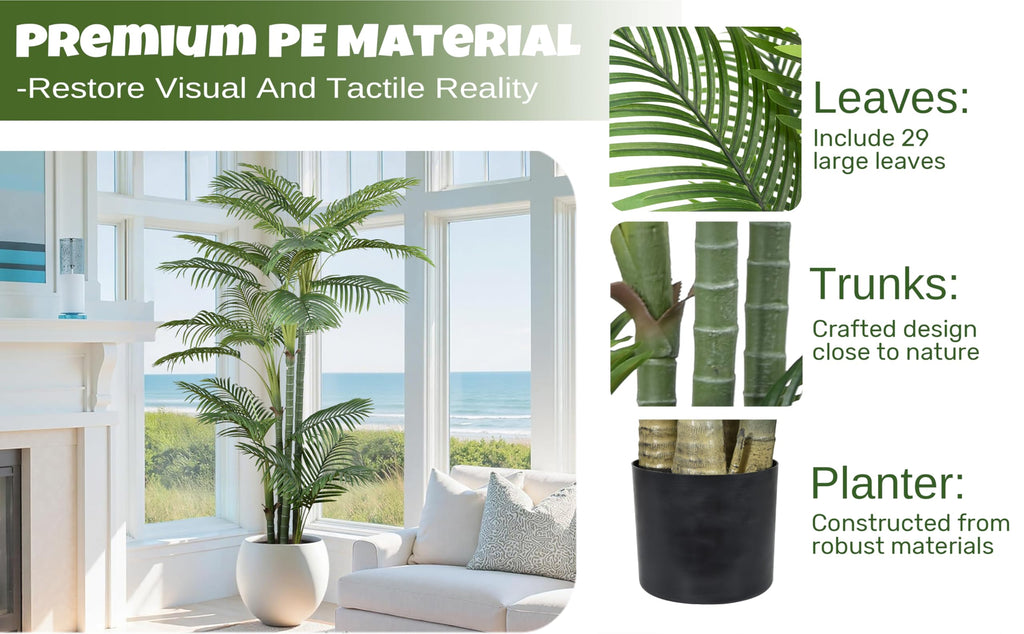 Artificial Areca Palm Tree 7FT with 29 Leaves & 4 Trunks
