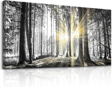Black and White Forest Wall Art Prints Sunset Landscape Canvas Picture Wall Art Trees Artwork for Walls Nature
