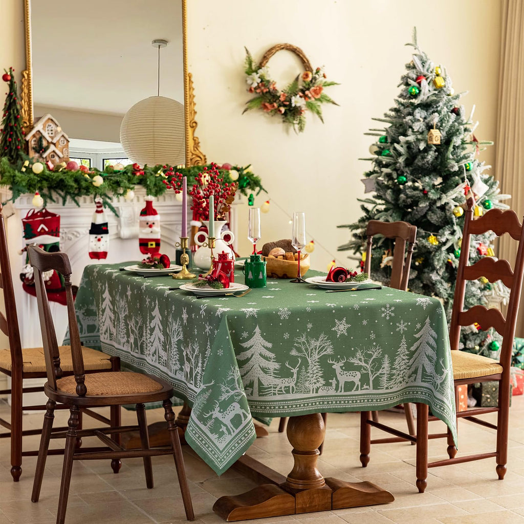 Green Christmas Tablecloth Rectangle 60"x90"