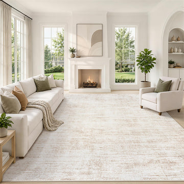 Area Rugs Washable Rug Neutral Abstract Beige Carpet