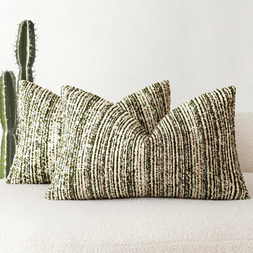 Set of 2 Faux Fur Textured Modern Throw Decorative Pillow Covers Lumbar Accent Striped Cushion Sherpa Boho Farmhouse