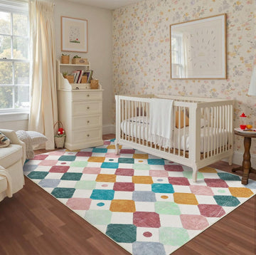 5x7 Nursery Rug Washable Kids Rug Colorful Play Mat Decor Confetti