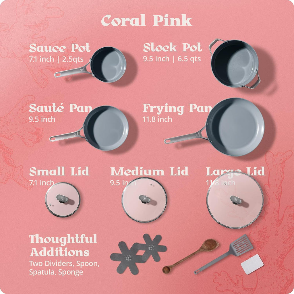 Premium Non-Toxic Ceramic Cookware Set - Triple-Layer Nonstick 12 Piece Pots and Pans with Lids, PFAS-Free, Oven Safe