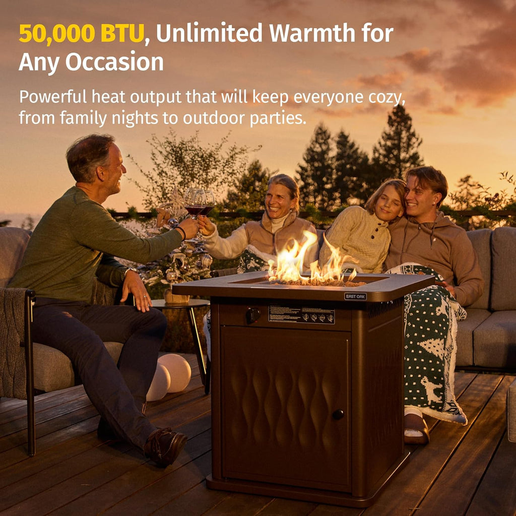 28'' Propane Fire Pit Table, 50,000 BTU Steel Gas FirePit