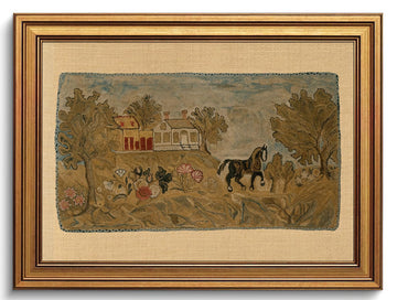 Vintage Gold Framed Wall Art Horse Wall Decor Rustic Canvas Art Farmhouse Pictures Neutral Paintings Cottagecore