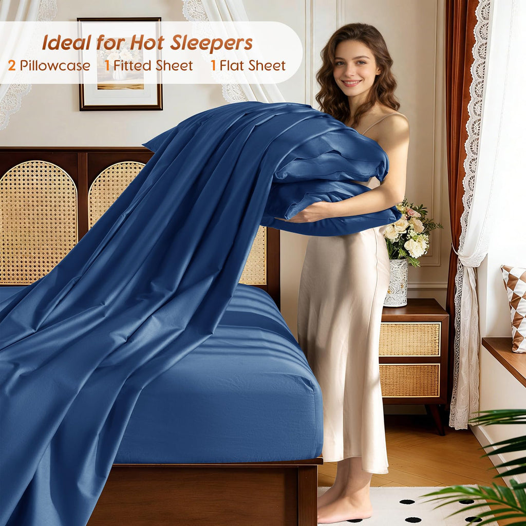 100% Egyptian Cotton Sheet Set 4 Pcs, 1200 TC, 16" Deep Pocket Sheet King