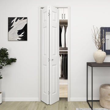 24 in.x 80 in. Bifold Barn Door, 6 Panel White Primed Bifold Closet Door, Hollow Core Interior Barn 