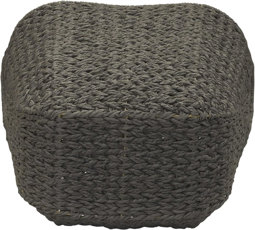 Handwoven Paper Rope Storage Basket with Metal Frame and Handles, Gray