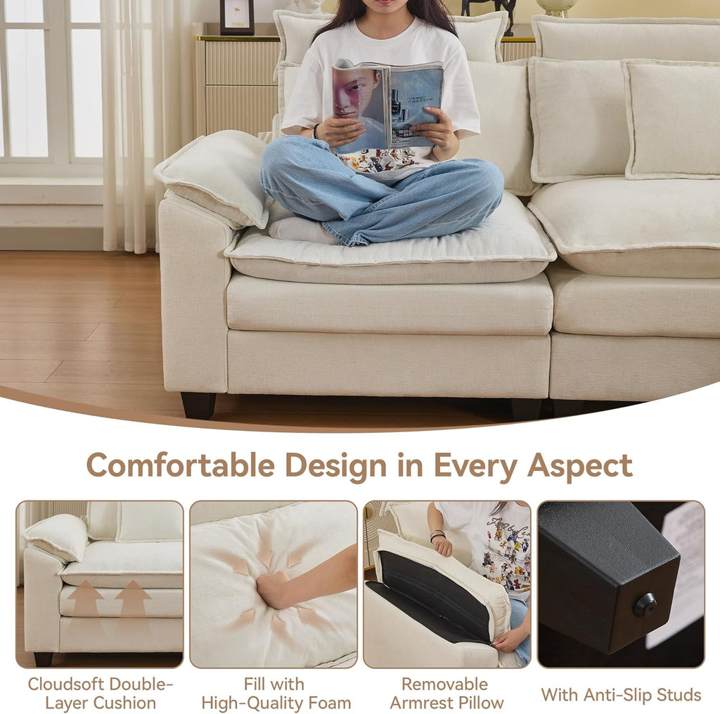 Luxe Oversized Lounge Chair and Ottoman — Beige Chenille
