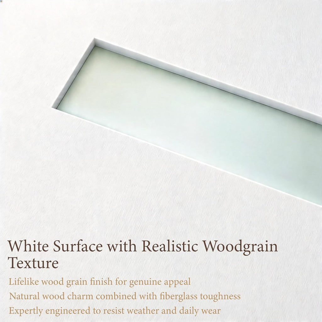 36" x 80" Fiberglass Entry Door with 4-Lite Frosted Glass - White, Right Hand Inswing, 4-9/16" Vinyl Frame