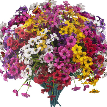 20 Bundles Artificial Flowers, Outdoor Indoor UV Resistant Fake Flowers No Fade Faux Plastic Plants Garden Porch