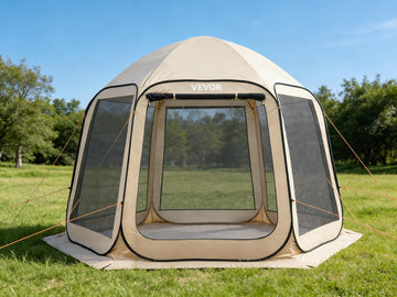 Pop Up Screen House Tent 10 x 9.2 FT Pop-Up Screen Room with Awning, Portable Screen Tent Gazebo for 4-8 Person