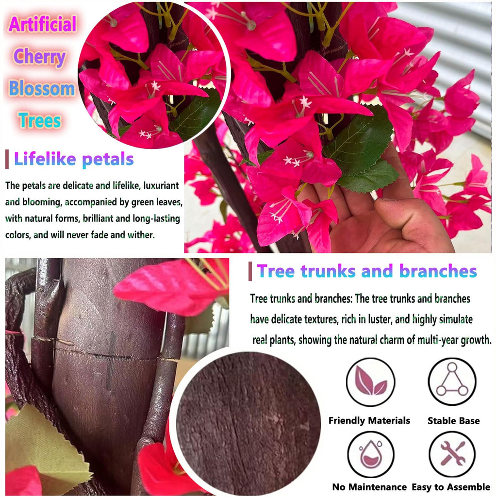 6FT Red Wedding Bougainvillea Artificial Tree Large, Artificial Cheery Trees Indoor Outdoors Decor, Tall Handmade Fake