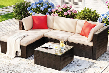 5 Pieces Patio Furniture Sets Outdoor Sectional Patio Sofa