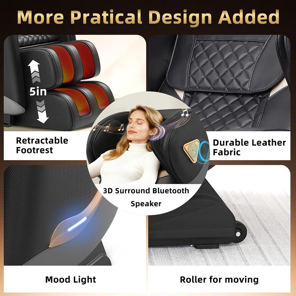 2026 Massage Chair Full Body, Zero Gravity Massage Chair Recliner - Upgraded 10-Point Roller, Heating, Airbags, Foot