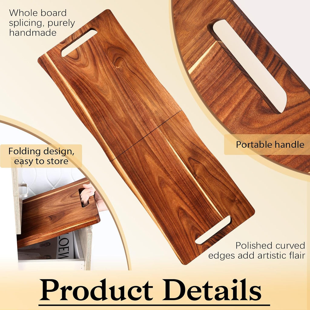 Acacia Large Charcuterie Board, Wood Charcuterie Boards with Handles Foldable Travel 33 x 12 Inch Cheese Boards