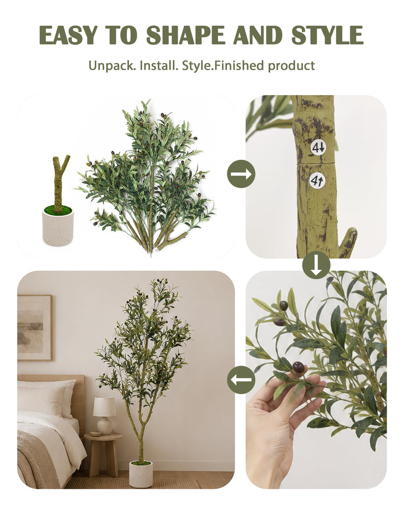 Faux Olive Tree 6ft, Artificial Olive Tree for Indoor Decor