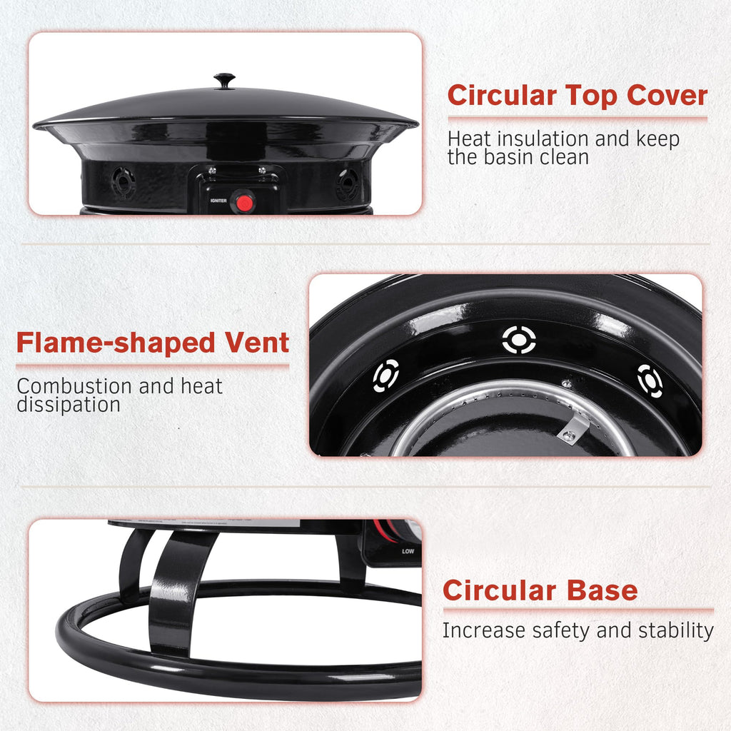19 Inch Smokeless Propane Fire Pit 53000 BTU Portable