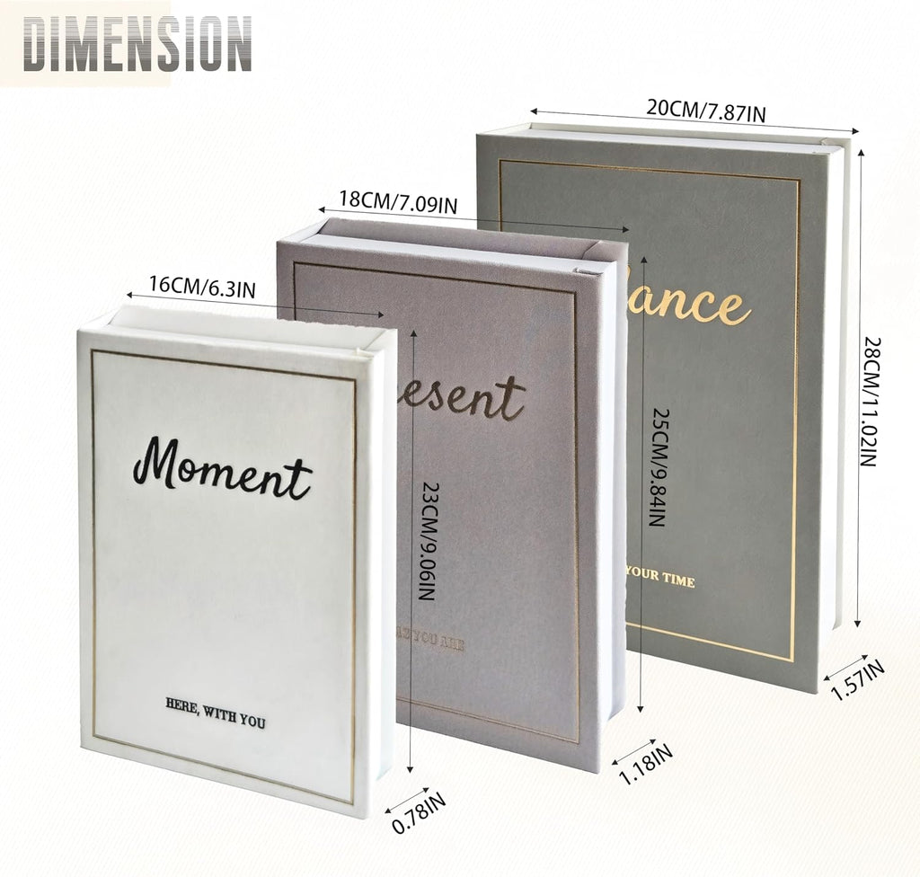 Set of 3 Decorative Books, Coffee Table Books Decor, Linen Fake Book Boxes for Decoration, Bookshelf Neutral