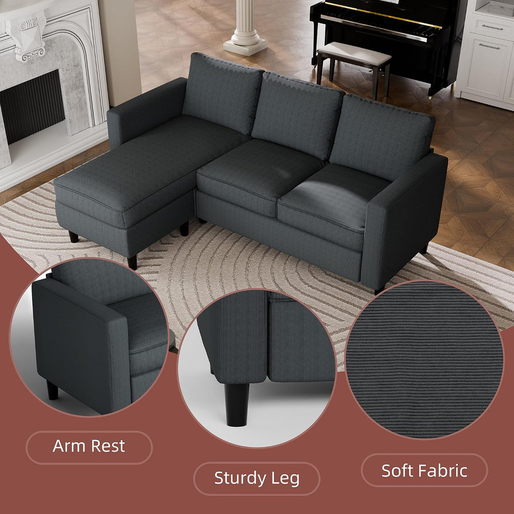 Sectional Sofa Couch Convertible L Shaped Sofas with Ottoman Small Sectional Couches for Living Room