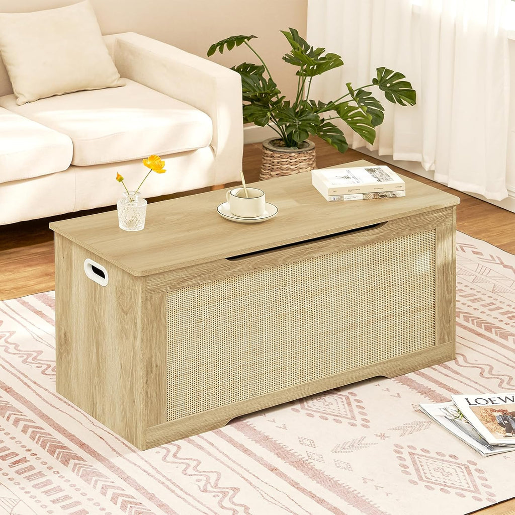 39.4" Storage Chest, Toy Box with 2 Safety Hinges, Toy Chest , Storage Bench with Storage, Shoe Bench, Supports 220