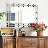 Crystal Decorative Wall Mirror , 36 X 24 Inches Large Mirror for Wall Decor with Beveled Edge, Rectangle Elegant Wall