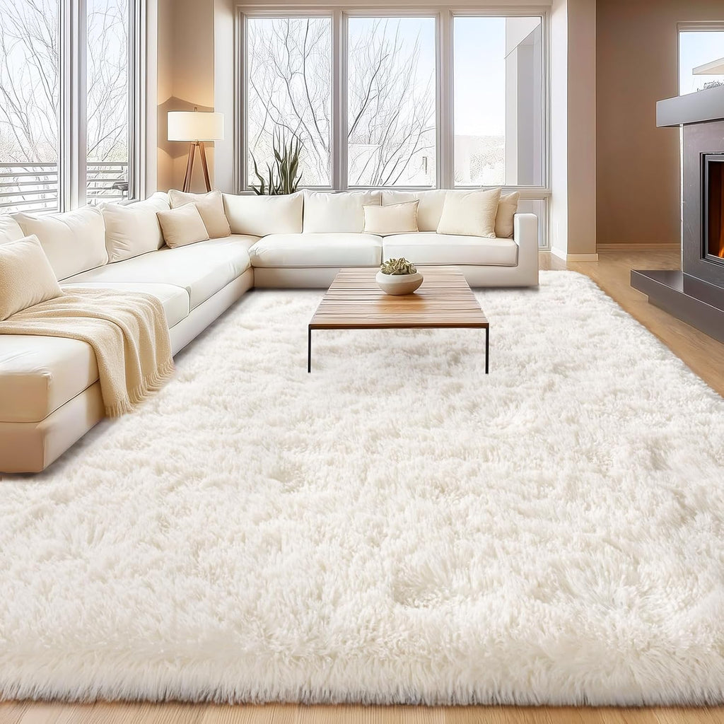 Cream White Plush Rug