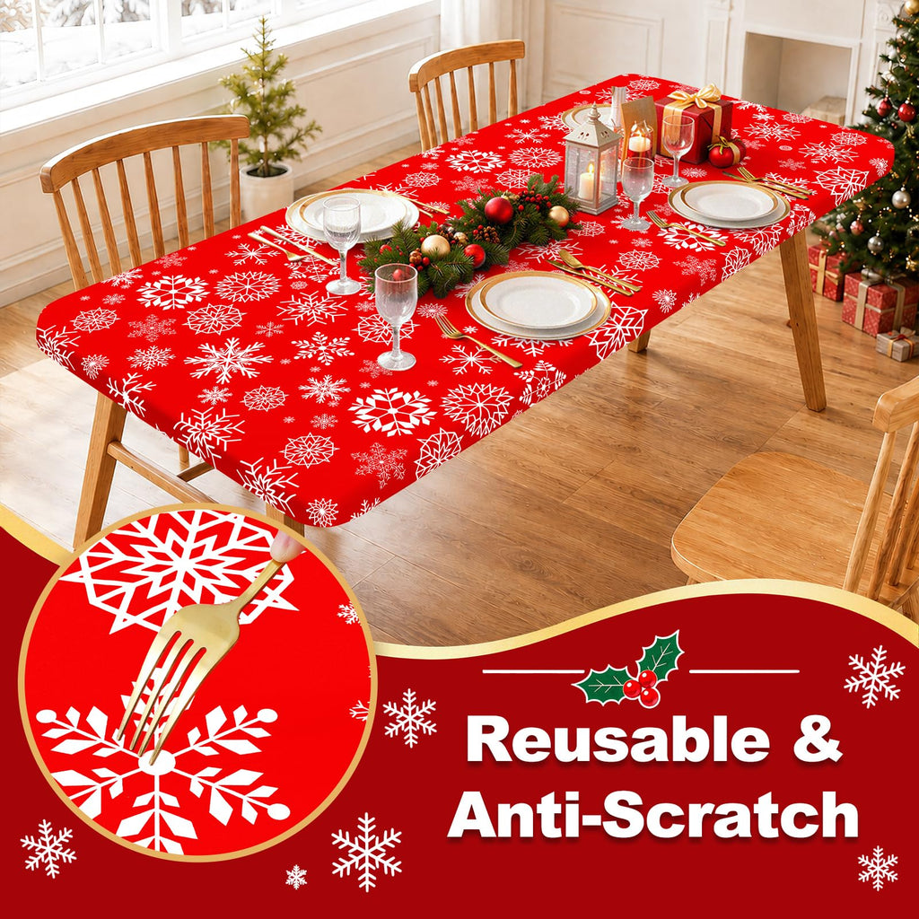 Christmas Table Cloth, Waterproof Plastic Table Cover for 3.5FT Table