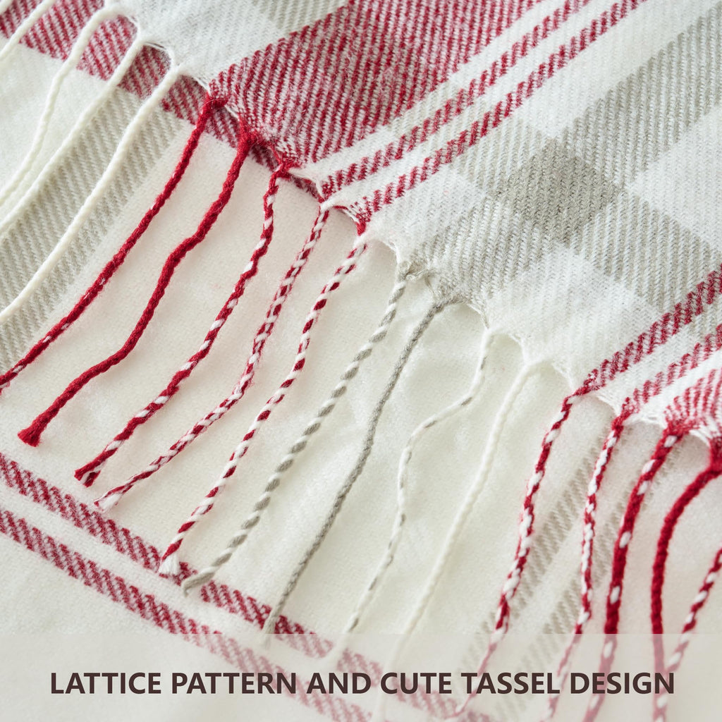 Red and White Plaid Throw Blanket for Couch - 60"X80"