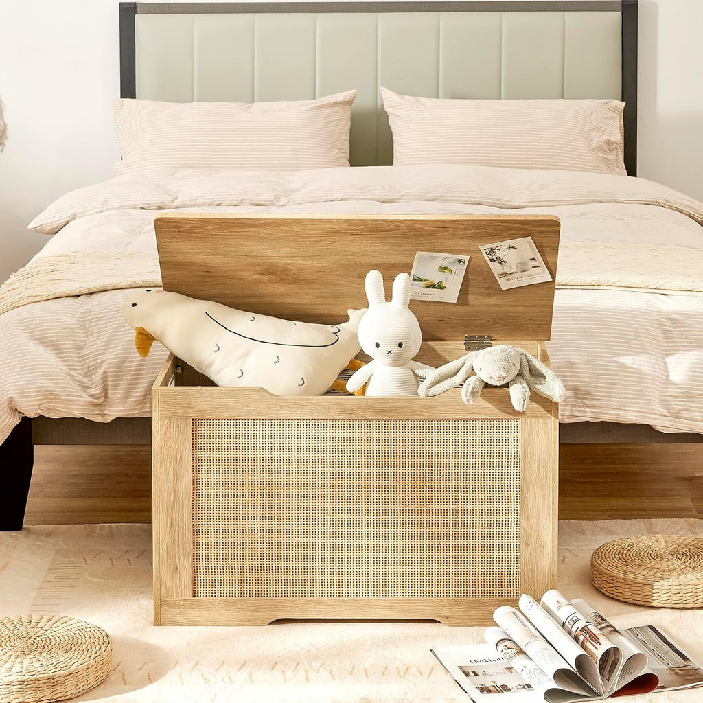 29.5" Storage Chest, Storage Bench with Storage, Toy Box with 2 Safety Hinges, Toy Chest , Shoe Bench, Supports 220
