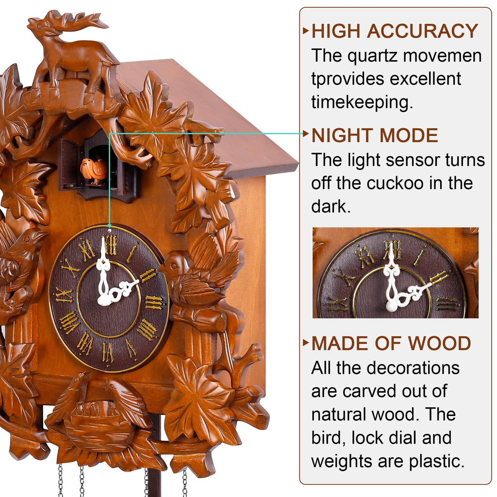 Large Handcrafted Wood Cuckoo Clock