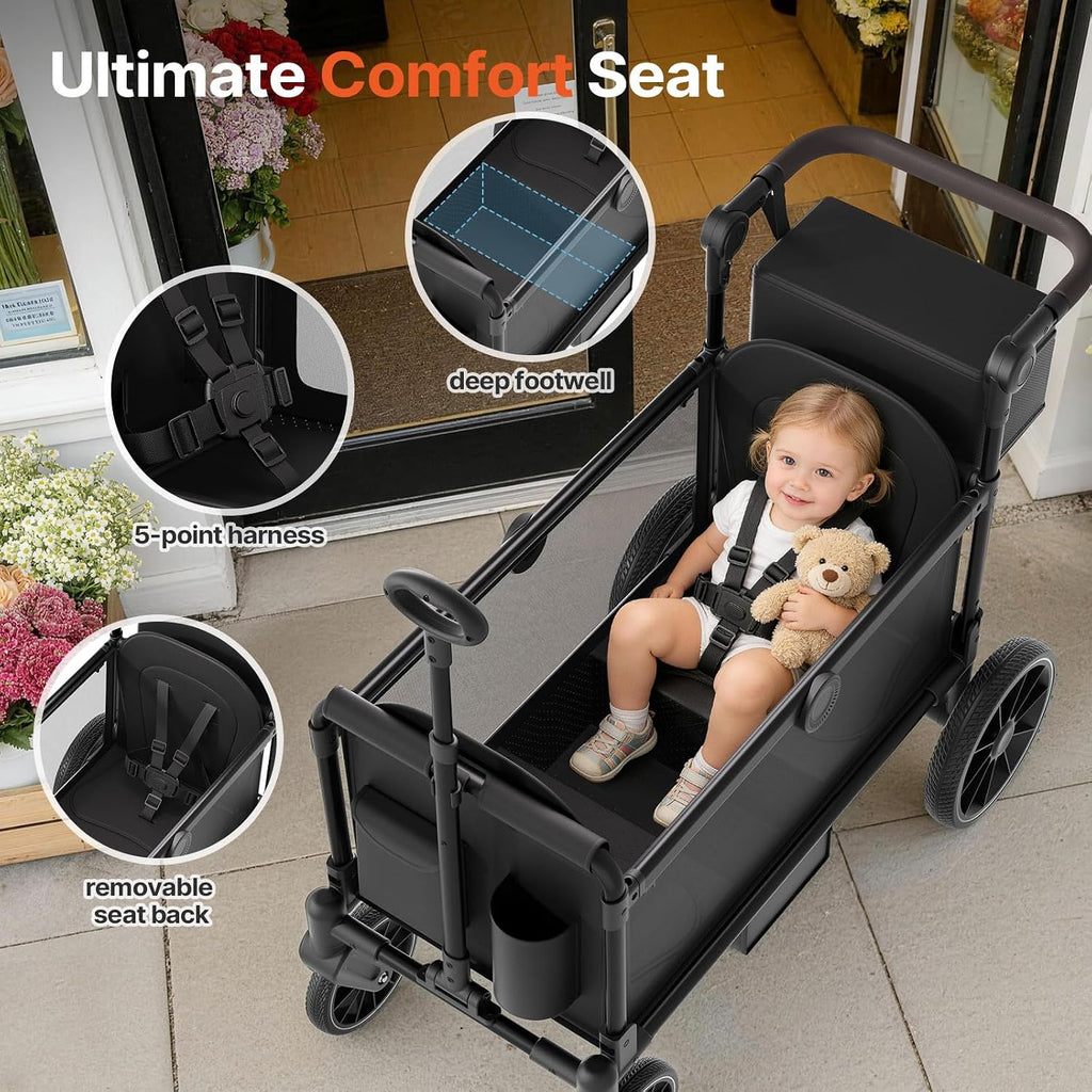 Stroller Wagon for 2 Kids with Side Entry & Point Safety