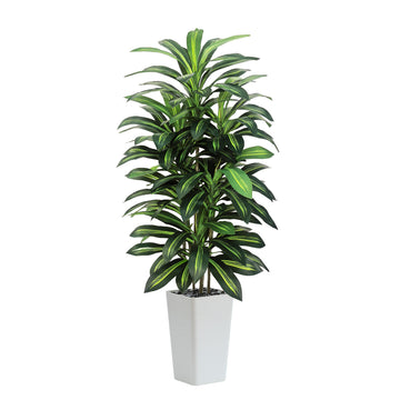 Artificial Dracaena Tree 6FT, faux plants indoor with White Tall Planter