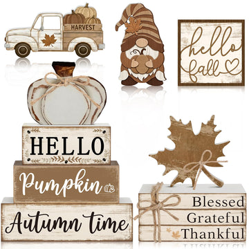 11 Pcs Fall Decorations Set Vintage Pumpkin Maple Leaf Gnome Signs